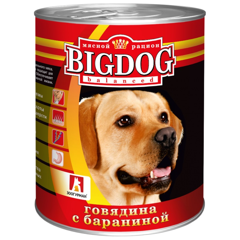 Корм для собак Big dog 850 г бан. говядина/баранина