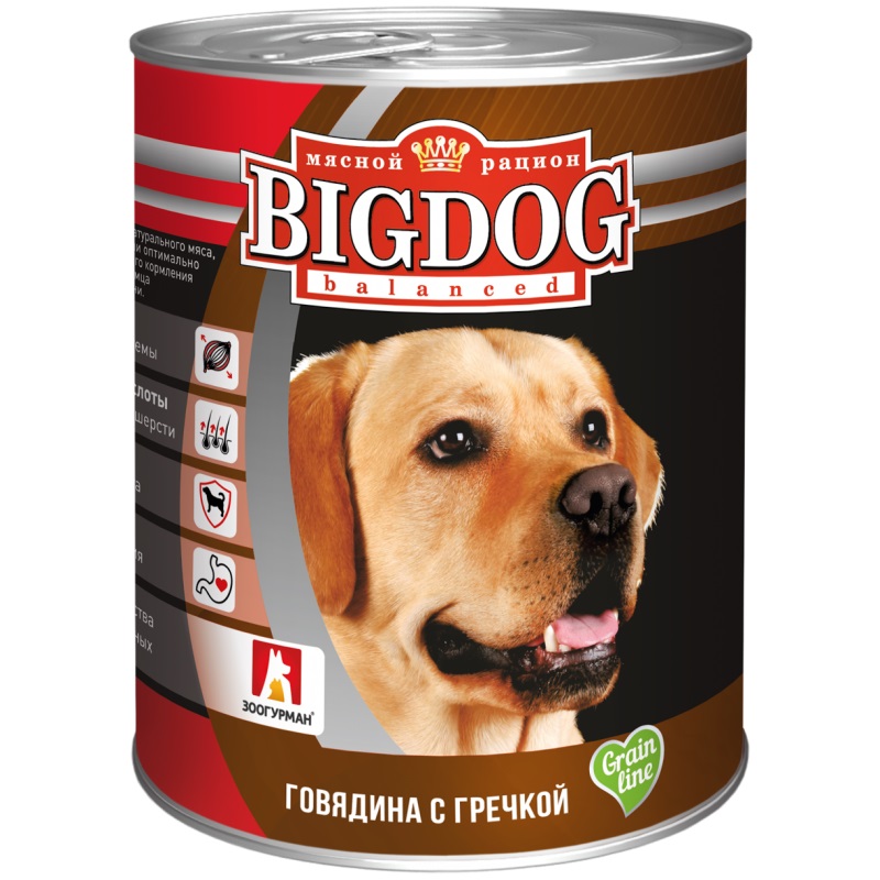 Корм для собак Big dog 850 г бан. говядина/греча