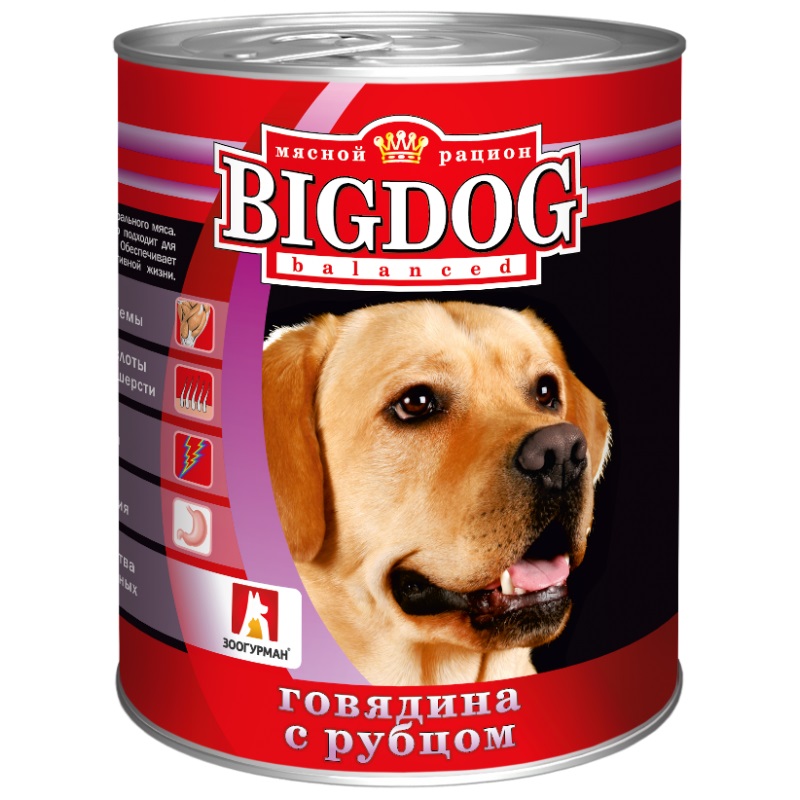 Корм для собак Big dog 850 г бан. говядина/рубец