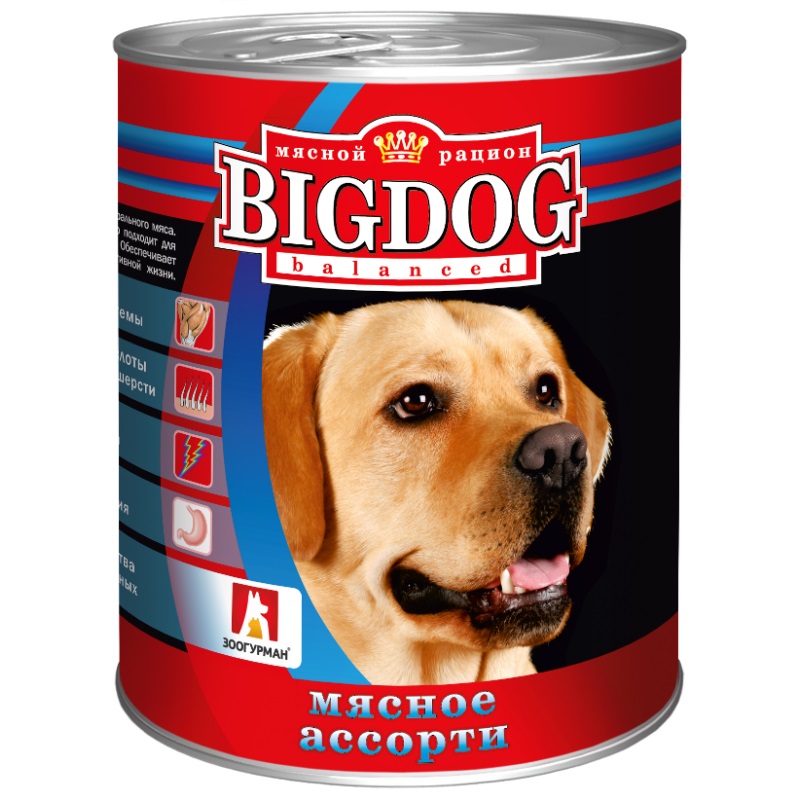 Корм для собак Big dog 850 г бан. мясное ассорти