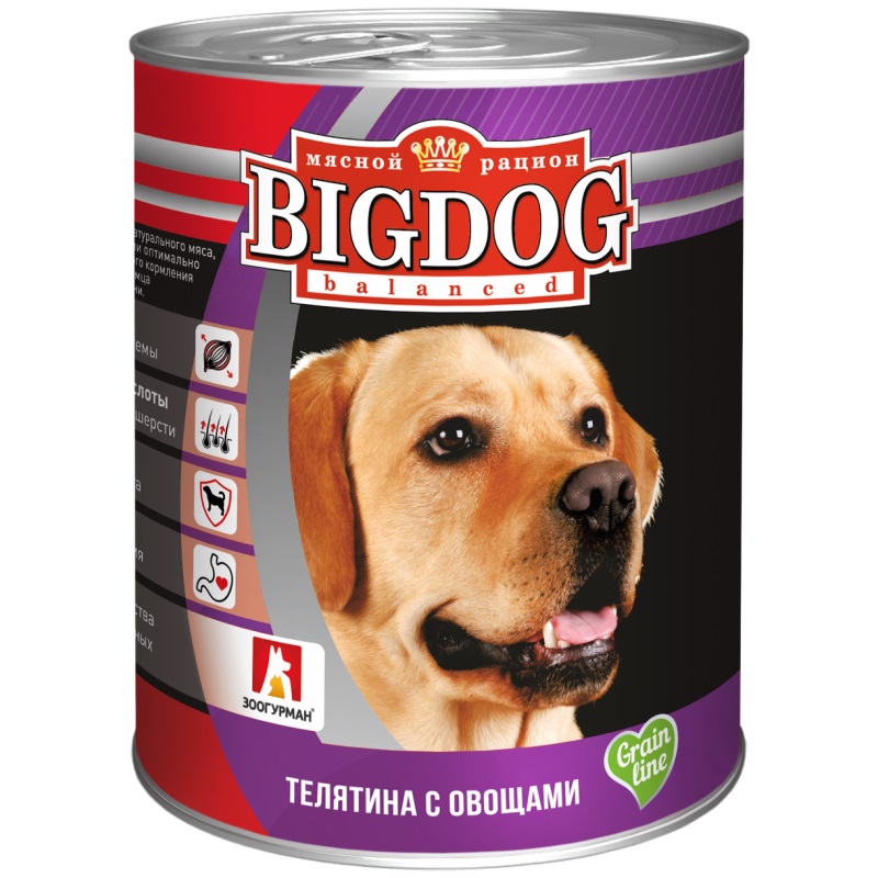 Корм для собак Big dog 850 г бан. телятина/овощи