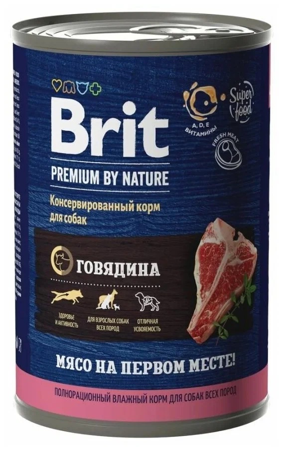 Корм для собак Brit premium by nature 410 г бан. говядина