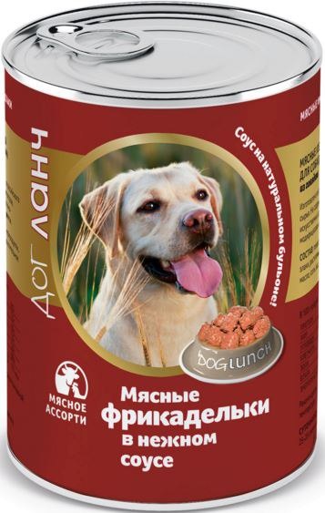 Корм для собак Dog lunch фрикадельки мясные в нежном соусе 850 г бан. мясное ассорти