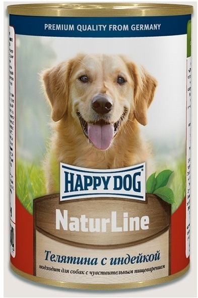 Корм для собак Happy dog natur line 410 г бан. телятина с индейкой