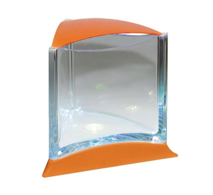 Аквариум треугольный для петушка оранжевый со светодиодной лампой