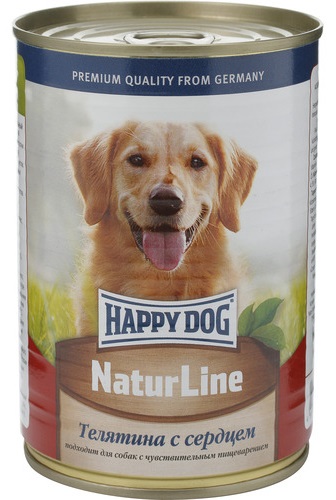 Корм для собак Happy dog natur line 410 г бан. телятина с сердцем