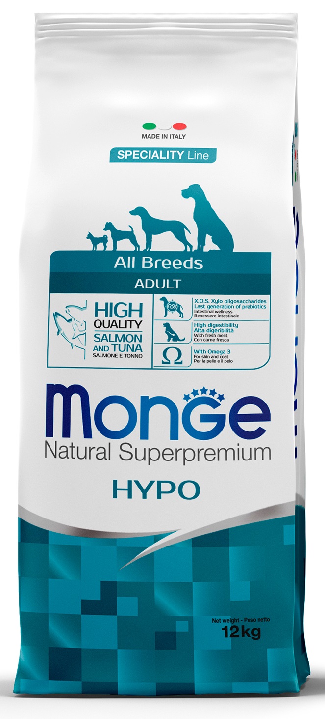 Корм для собак гипоаллергенный Monge dog speciality line hypo 12 кг лосось с тунцом