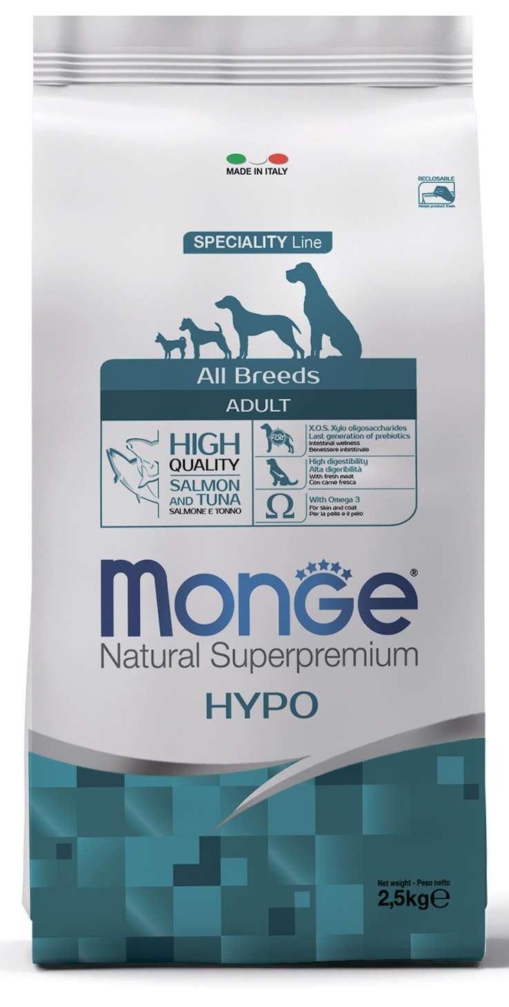 Корм для собак гипоаллергенный Monge dog speciality line hypo 2.5 кг лосось с тунцом