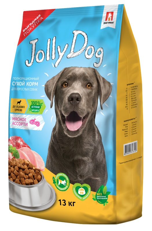 Корм для собак Зоогурман jolly dog 13 кг мясное ассорти