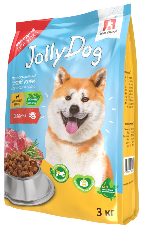 Корм для собак Зоогурман jolly dog 3 кг говядина