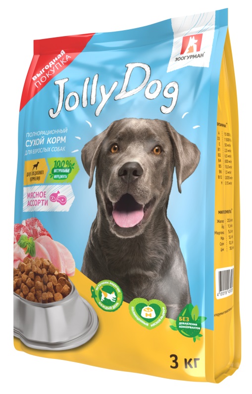 Корм для собак Зоогурман jolly dog 3 кг мясное ассорти