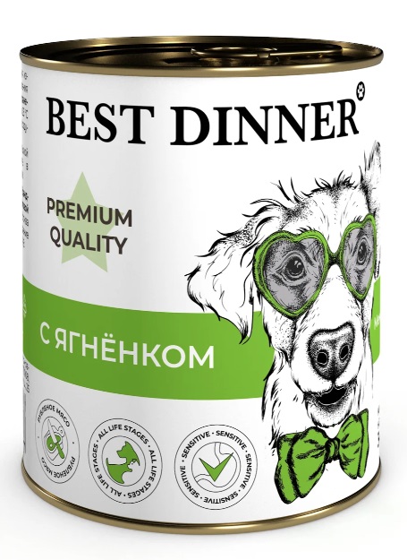 Корм для собак и щенков с 6 месяцев Best dinner premium меню №1 340 г с ягненком