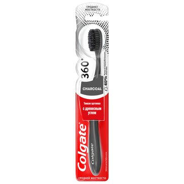 Colgate зубная щетка 360 Древесный уголь средней жесткости