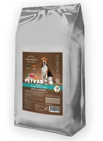 Корм для собак мелких пород с чувствительным пищеварением Petvador 15 кг ягненок