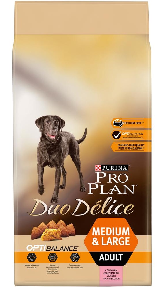 Корм для собак средних и крупных пород Purina pro plan duo delice 10 кг лосось и рис