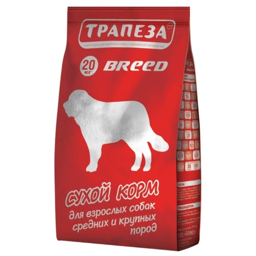 Корм для собак средних и крупных пород Трапеза breed 20 кг