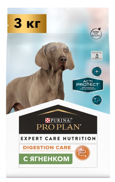 Корм для собак средних пород с чувствительным пищеварением Purina pro plan actiprotect 3 кг ягненок
