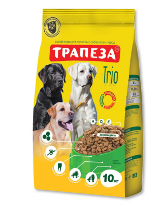 Корм для собак Трапеза 10 кг мясное трио индейка/кролик/телятина