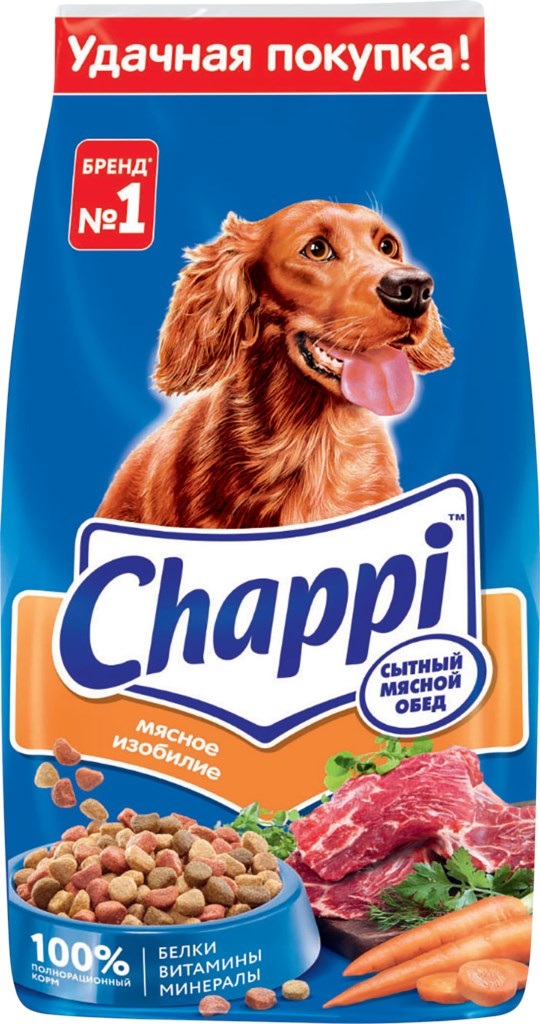 Корм для собак Чаппи сытный мясной обед 15 кг мясное изобилие