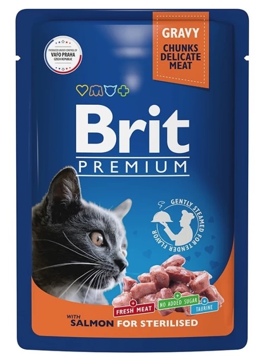Корм для стерилизованных кошек Brit premium 85 г пауч лосось в соусе