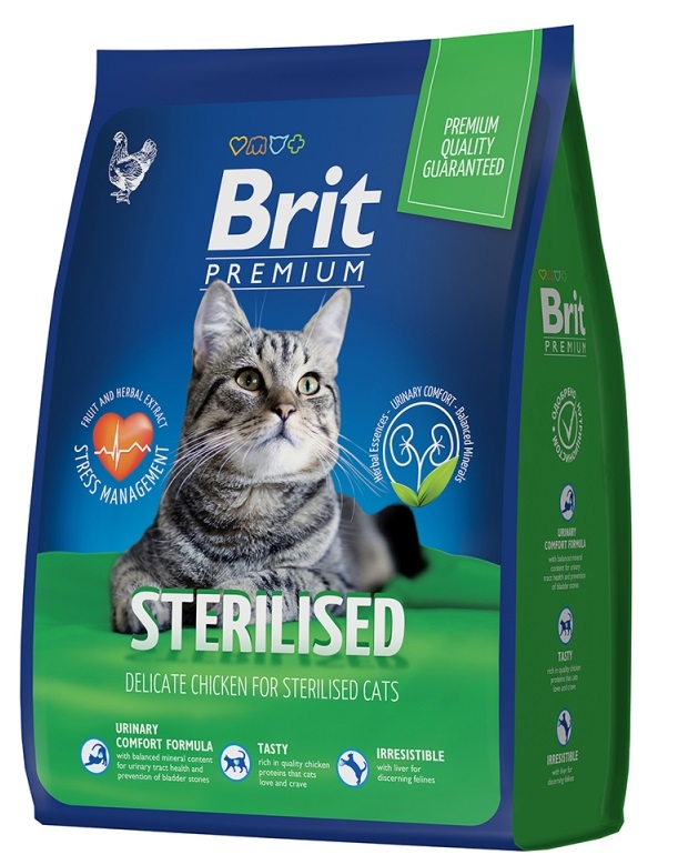 Корм для стерилизованных кошек Brit premium cat sterilised 800 г курица и печень
