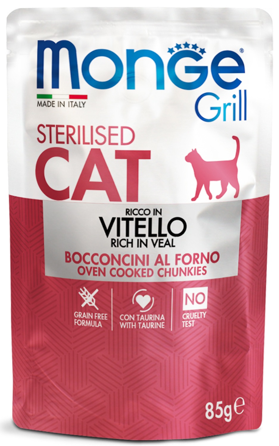 Корм для стерилизованных кошек Monge grill cat 85 г пауч итальянская телятина