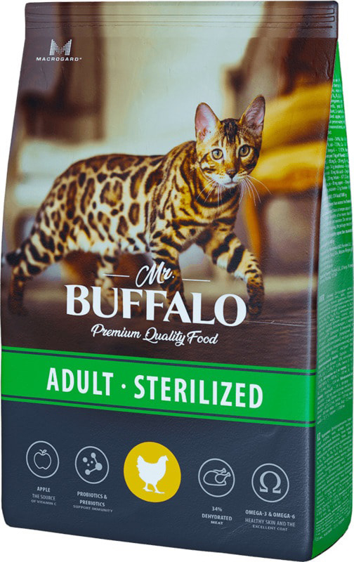 Корм для стерилизованных кошек Mr.buffalo sterilized 1.8 кг с курицей