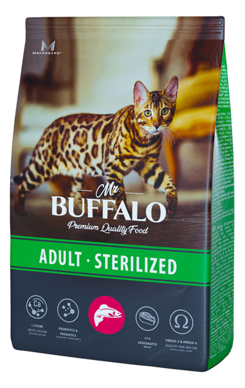 Корм для стерилизованных кошек Mr.buffalo sterilized 1.8 кг с лососем