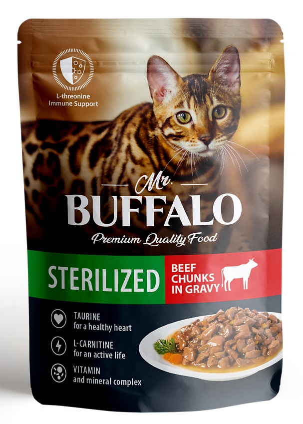 Корм для стерилизованных кошек Mr.buffalo sterilized 85 г пауч говядина в соусе