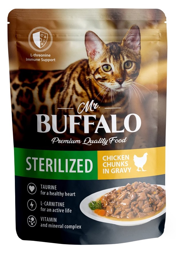 Корм для стерилизованных кошек Mr.buffalo sterilized 85 г пауч цыпленок в соусе