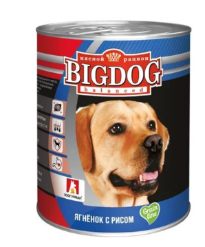 Корм для щенков Big dog 850 г бан. ягненок/рис