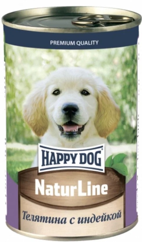 Корм для щенков Happy dog natur line 410 г бан. телятина с индейкой