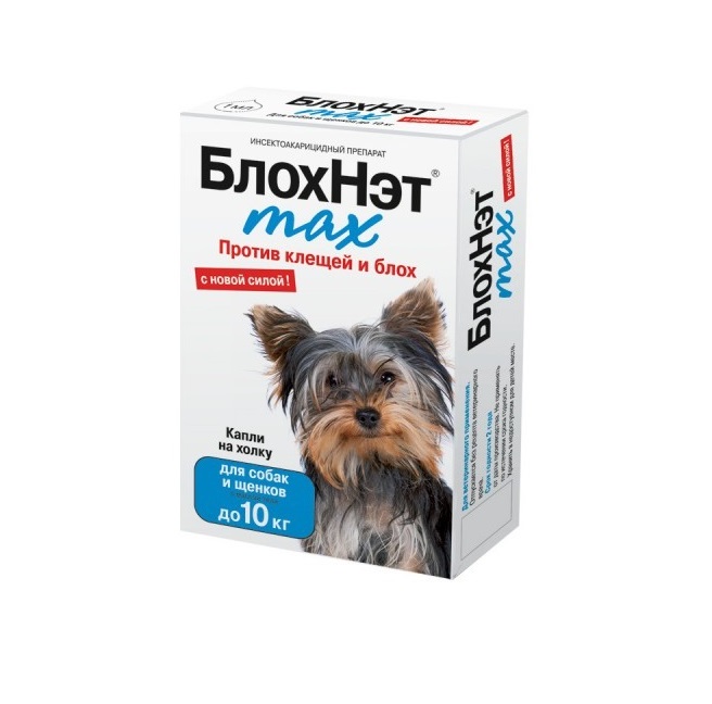 Блохнэт max капли для собак до 10кг от блох и клещей 1 мл