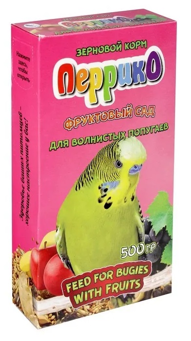 Корм зерновой для волнистых попугаев Перрико фруктовый сад 500 г кор.