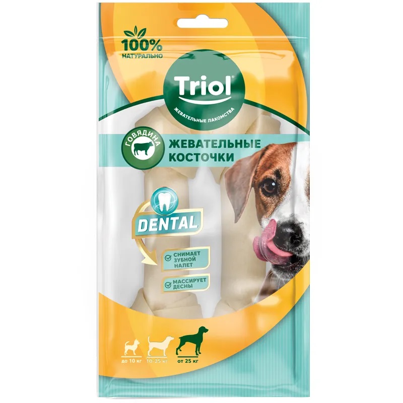 Косточки жевательные узловые для собак белые Triol dental 500 -550г 15см n10