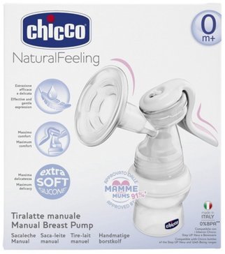 Chicco молокоотсос ручной Natural Feeling с бутылочкой 150мл