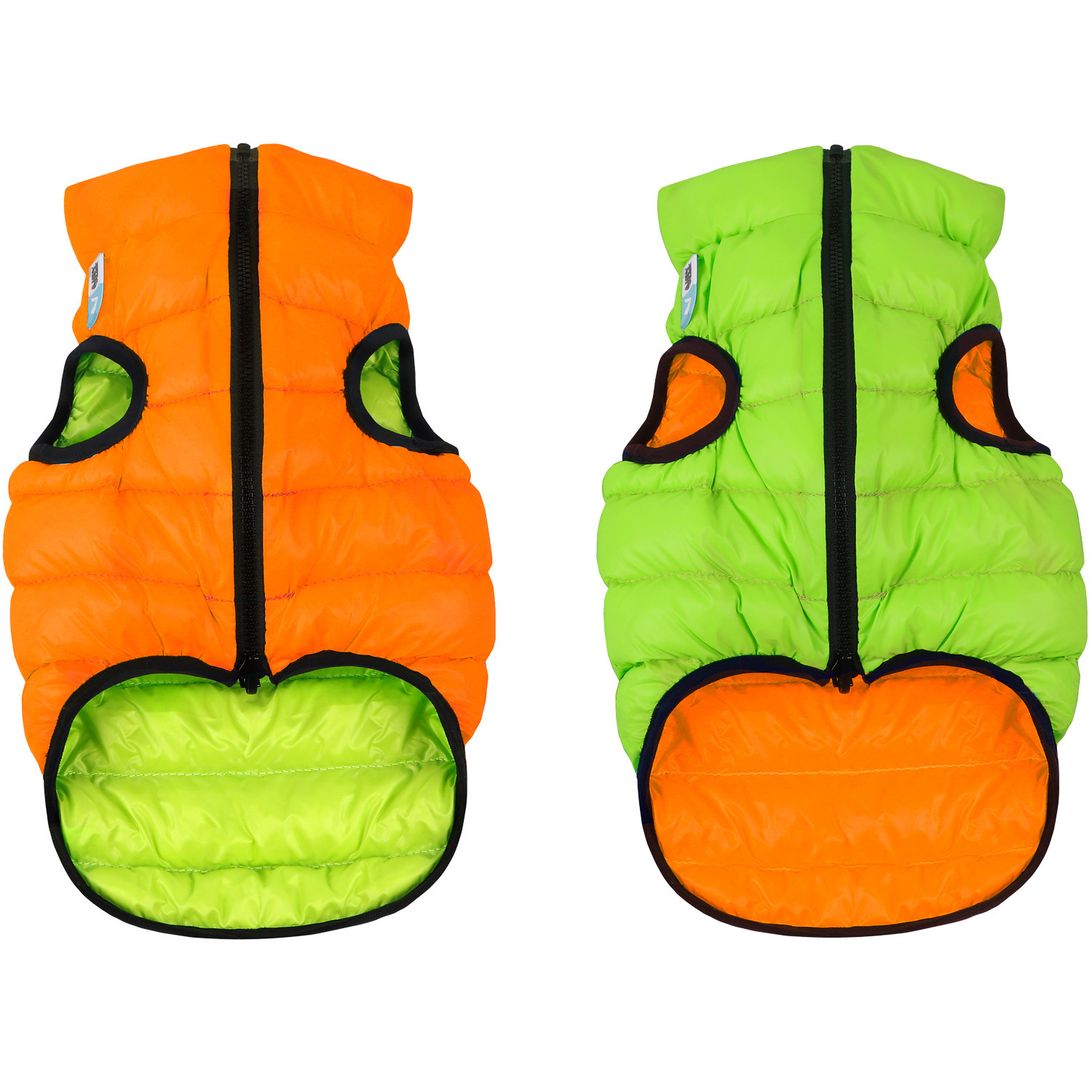 Курточка двусторонняя для собак оранжево-салатовая Airyvest р.xs 22см