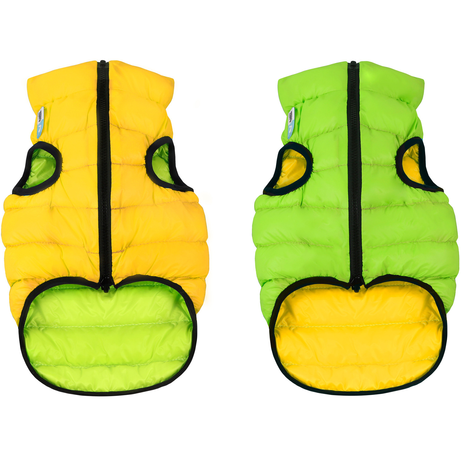 Курточка двусторонняя для собак салатово-желтая Airyvest р.xs 22см