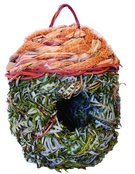 Гнездо-домик плетеный для птиц Triol с круглой крышкой 15см 6047pt