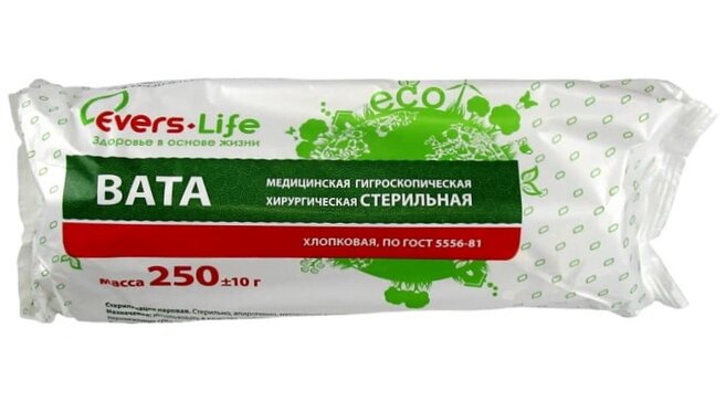 Evers Life вата медицинская хирургическая гигроскопическая стерильная 250г