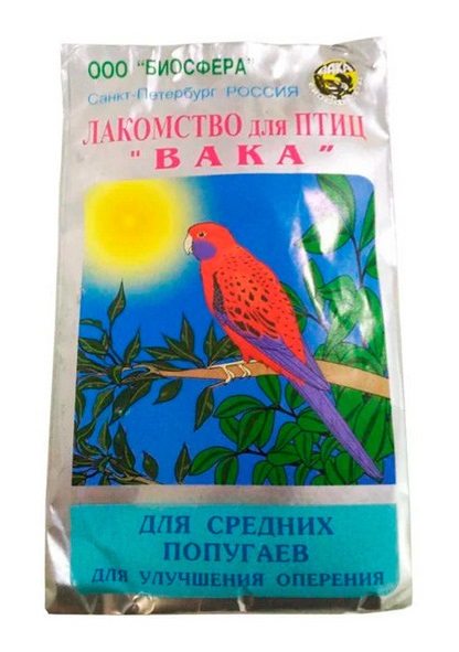 Лакомство витаминное для средних попугаев для улучшения оперения Вака 200 г