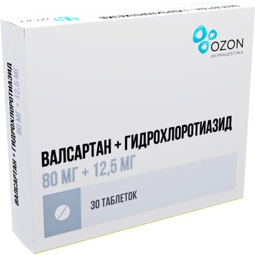 Валсартан+Гидрохлоротиазид тб п/о плен 80мг+12,5мг N 90