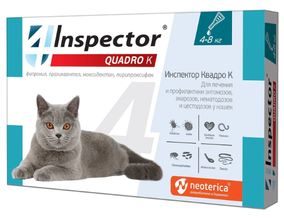 Инспектор капли для кошек 4-8кг n3 quadro k