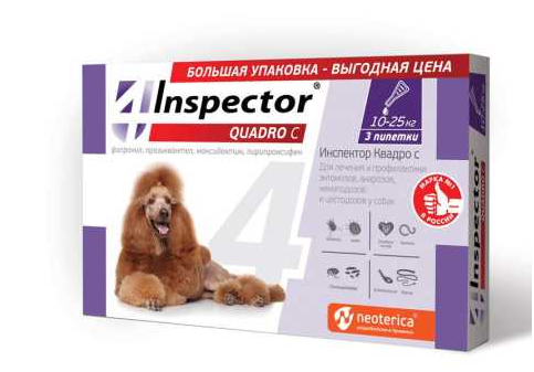 Инспектор капли для собак 10-25кг n3 quadro с
