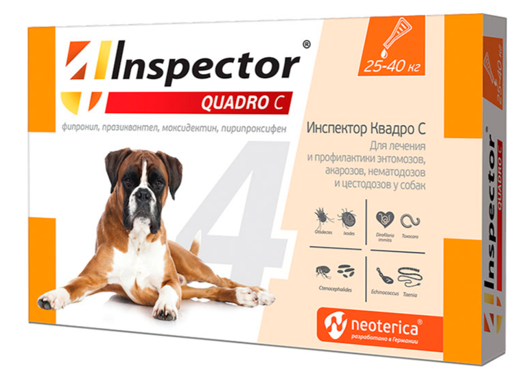 Инспектор капли для собак 25-40кг n3 quadro с