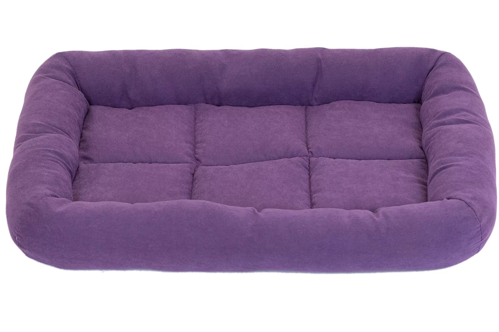 Лежанка прямоугольная фиолетовая Дарэленд батут-бархат с валиком, пух, периотек 54х37х7см №2