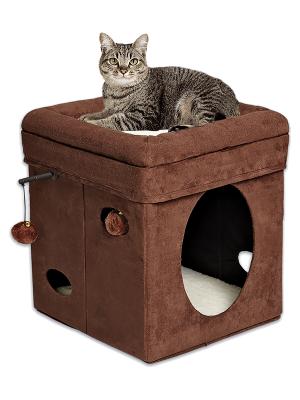 Лежанка-домик складной для кошек Midwest currious cat cube 38.4х38.4х42h