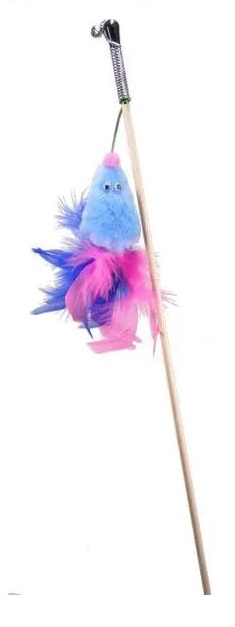 Махалка мышь с хвостом перо пышное голубой мех Gosi с мятой