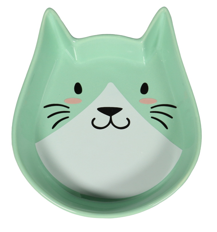 Миска керамическая для кошек зеленая Mr.kranch мордочка кошки 250 мл
