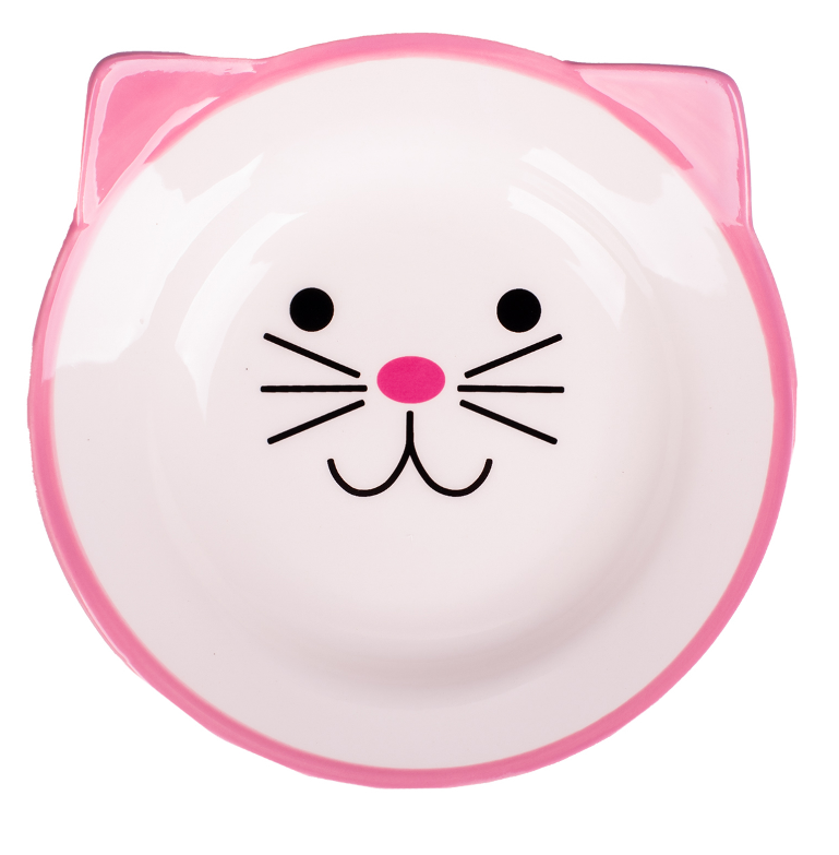 Миска керамическая для кошек розовая Mr.kranch мордочка кошки 150 мл